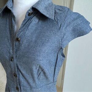 Phoebe Couture Blue Jean Button Stitch Detail Mini Dress